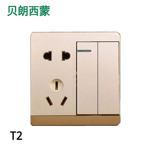 西蒙T2金色  二开五孔 商品图0