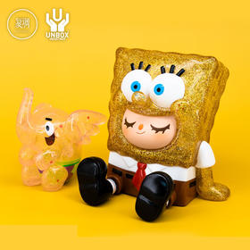 现货 Unbox 魔法小甜甜 金粉海绵宝宝版 搪胶 限定 潮流玩具