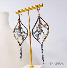 EMERA爱莫若2021夏季新款必入彩色水晶流苏耳环
