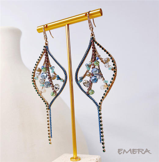 EMERA爱莫若2021夏季新款必入彩色水晶流苏耳环 商品图0