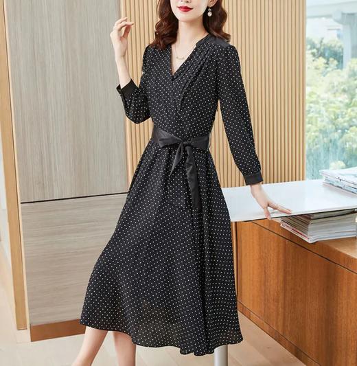 JXG -朵慕姿2021年新款夏季黑色雪纺长款连衣裙高端大码女装气质长裙 商品图1