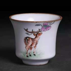 景德镇手绘茶杯纯手工汝瓷开片主人杯单只家用喝茶杯中式