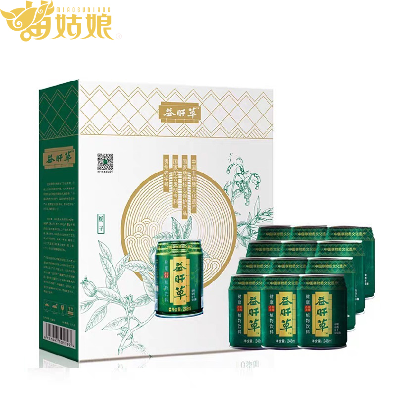 苗姑娘 益肝草 绿罐 无糖饮料310ml*12罐礼盒装