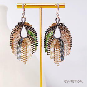 EMERA爱莫若2021夏季新款必入彩色水晶流苏耳环