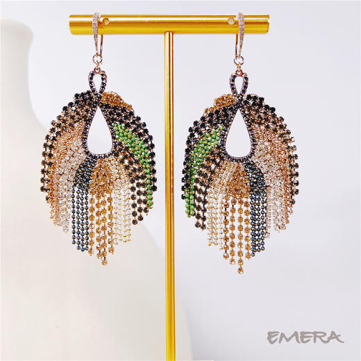 EMERA爱莫若2021夏季新款必入彩色水晶流苏耳环 商品图0