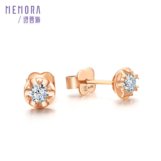 MEMORA诗普琳玫瑰誓约系列白18K金玫瑰18K金钻石耳钉DE0367（不同钻石规格价格不同，详情咨询客服） 商品图1