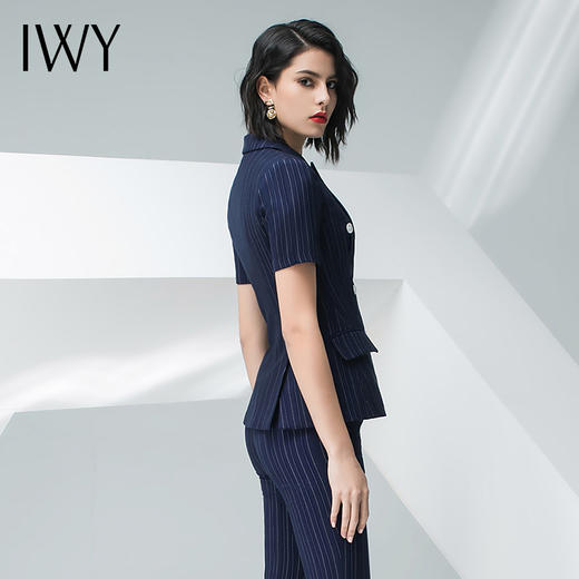IWY/藏青色条纹短袖西装长裤套装团队职业装CP10215 商品图3