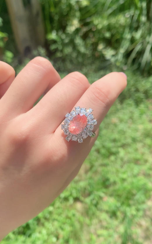 「灿烂千阳」无烧帕帕拉恰粉橙色蓝宝石钻石戒指 商品图0