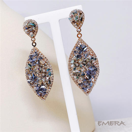 EMERA爱莫若2021夏季新款必入彩色水晶叶子耳环 商品图1