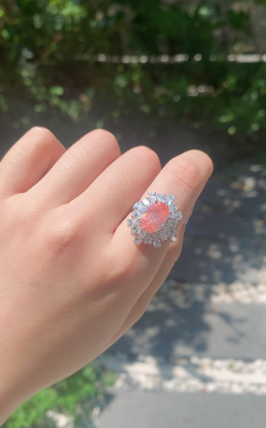 「灿烂千阳」无烧帕帕拉恰粉橙色蓝宝石钻石戒指 商品图1