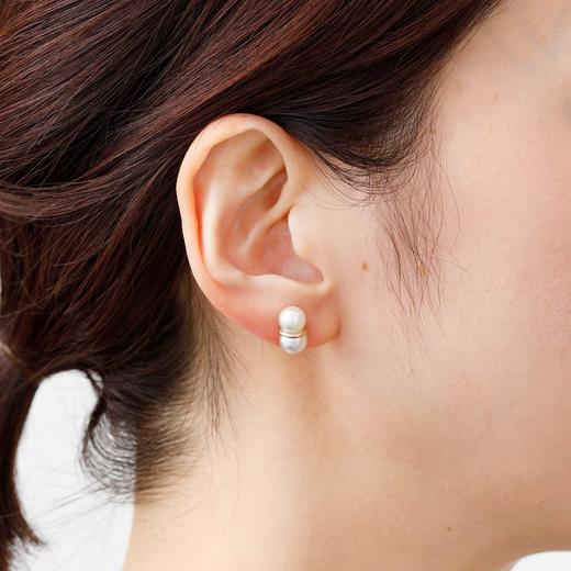 北京仓｜Januka-Twin pearl-Akoya“小雪人”珍珠 10K金 耳钉（大号 单只）［日本设计师］ 商品图0