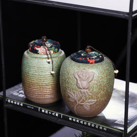 装茶叶罐复古粗陶密封存茶罐小号储物罐普洱醒茶罐茶仓家用茶叶桶