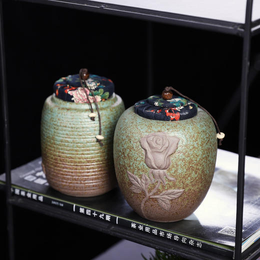 装茶叶罐复古粗陶密封存茶罐小号储物罐普洱醒茶罐茶仓家用茶叶桶 商品图0