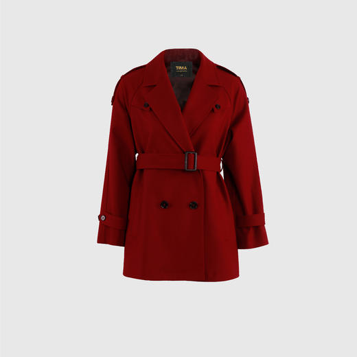 后背异型搭片大翻领短款外套（附腰带） 商品图0