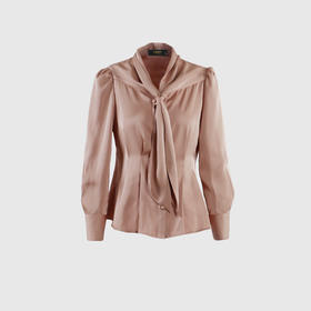 水手飘带领腰收折衬衣