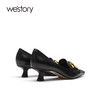 westory2021秋季新品气质小方头金属扣饰女高跟鞋W21CM70911 商品缩略图2