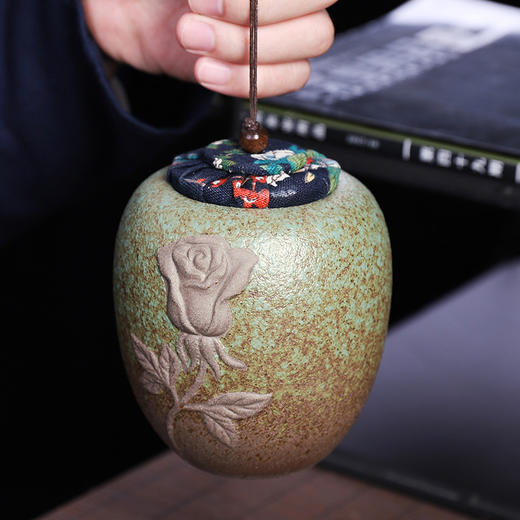 装茶叶罐复古粗陶密封存茶罐小号储物罐普洱醒茶罐茶仓家用茶叶桶 商品图1