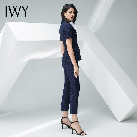 IWY/藏青色条纹短袖西装长裤套装团队职业装CP10215 商品图11