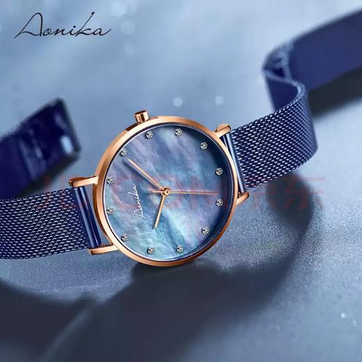 1F【奥尼卡】(AONIKA)手表女欧美表英国女士手表时尚简约玫瑰金钢带镶钻白贝母腕表石英表 蓝色贝母面AL2.28.4.4.5.00 商品图0