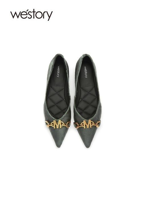 westory2021秋季新品气质金属饰品尖头浅口女单鞋W21CE71441 商品图4