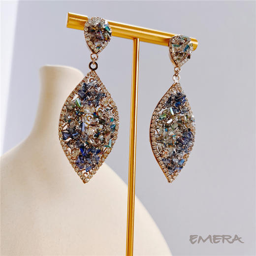 EMERA爱莫若2021夏季新款必入彩色水晶叶子耳环 商品图2