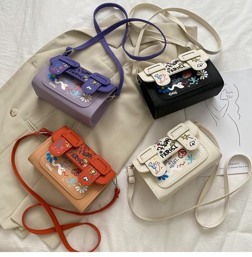 【服饰鞋包】小方包女夏季迷你撞色涂鸦邮差包网红百搭单肩斜挎剑桥包零钱包潮 商品图2