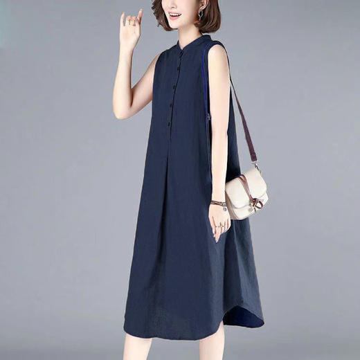 AA  JM锦棉竹节麻韩版宽松显瘦遮肚连衣裙 商品图2