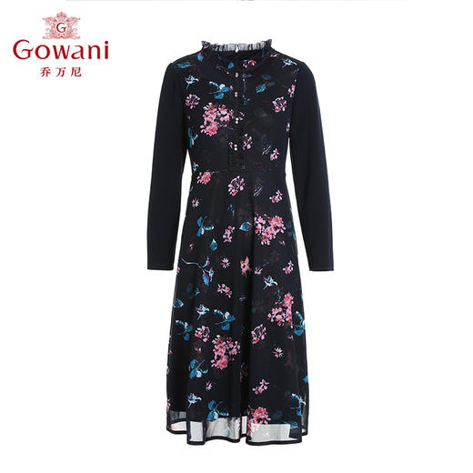 乔万尼早春新款连衣裙复古碎花修身显瘦气质长裙EI3E132 商品图4