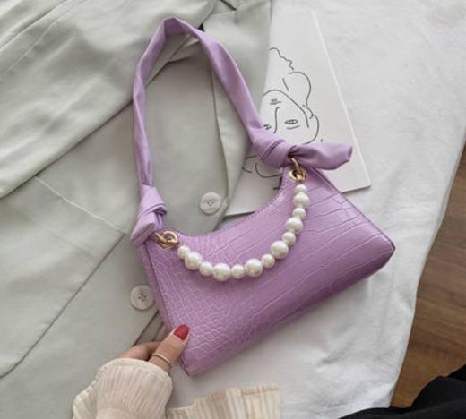 【女包】法式小众腋下包包女新款百搭珍珠手提流行单肩法棍包 商品图2