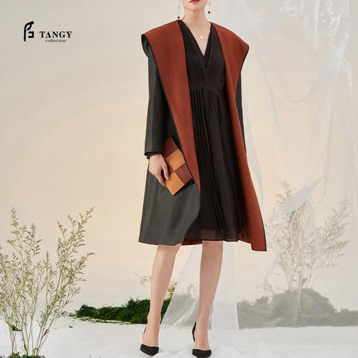 TANGY Collection/天意精品2021年秋冬新品莨绸香云纱双面穿外套 商品图0