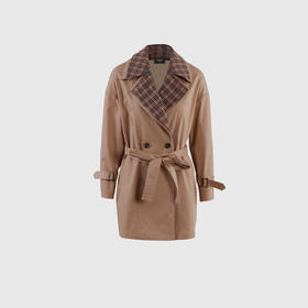 双翻领自由系带风衣（附腰带）