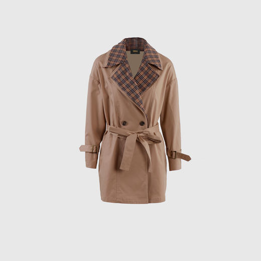 双翻领自由系带风衣（附腰带） 商品图0