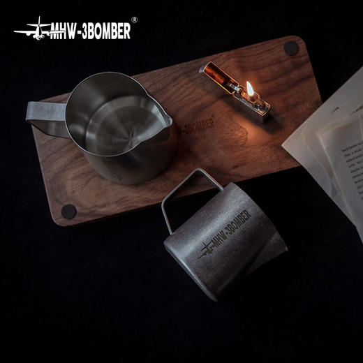 【器具】轰炸机拉花缸 做旧复古风 银斑 尖嘴拉花杯400ml/600ml 鳄鱼嘴 商品图2