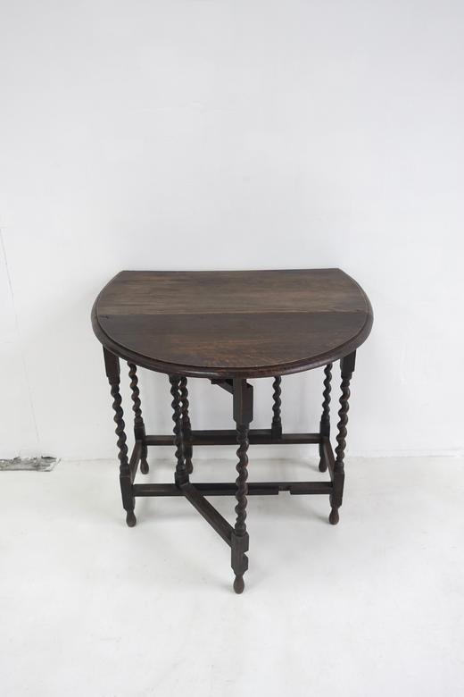 英国1920s橡木滑门腿式餐桌 可折叠 手工螺扭式桌腿 商品图5