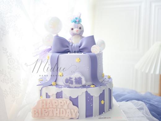 女孩款 ins风 翻糖 蝴蝶结星黛露 双层蛋糕 商品图0