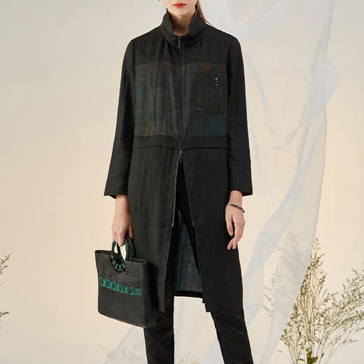 TANGY Collection/天意精品2021年秋冬新品印花拼接莨绸香云纱风衣 商品图1