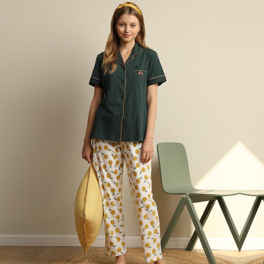 【断码特价】I'd爱帝女士纯棉短袖长裤家居服 商品图9