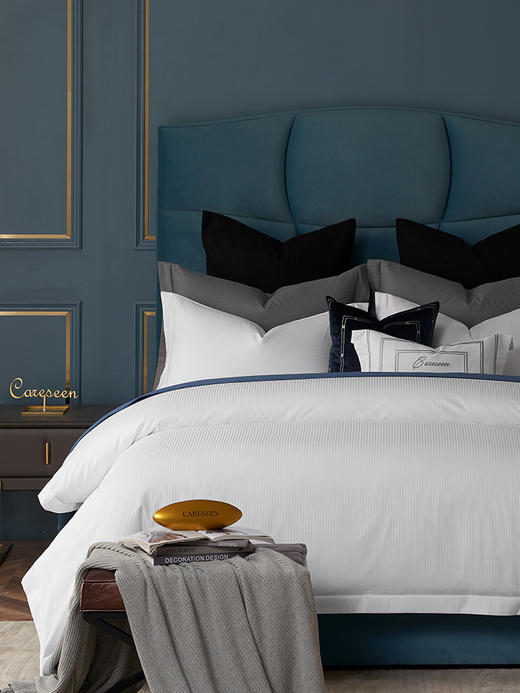 世茂希尔顿100支纯棉四件套床单被套全棉夏季酒店轻奢床上用品 商品图1