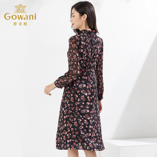 乔万尼春新品连衣裙木耳花边收腰百搭长裙EI3E128 商品图3