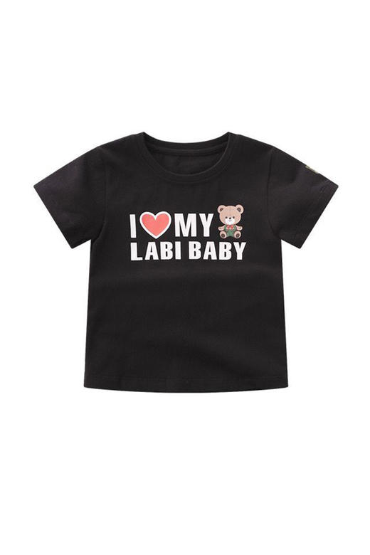 拉比-童衣类（夏）D0英文圆领短袖衣米白 商品图4