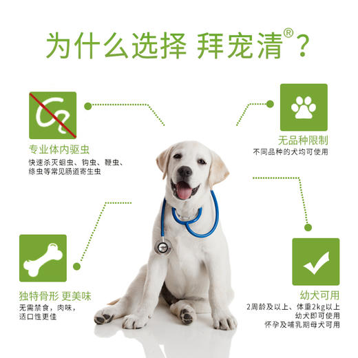 德国拜耳拜宠清狗狗宠物猫咪体内驱虫金毛泰迪幼犬用驱虫药打虫药 商品图5