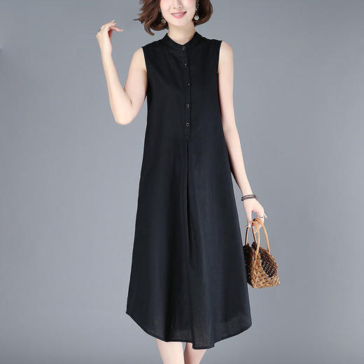 AA  JM锦棉竹节麻韩版宽松显瘦遮肚连衣裙 商品图9