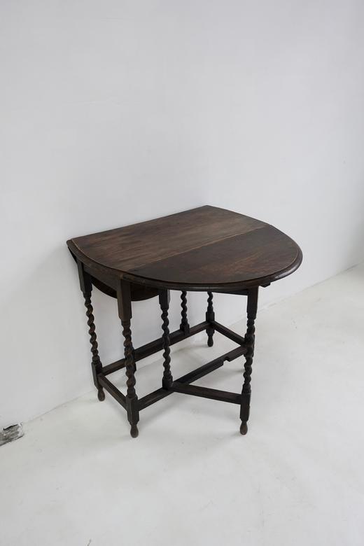 英国1920s橡木滑门腿式餐桌 可折叠 手工螺扭式桌腿 商品图6