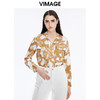 VIMAGE纬漫纪秋季新款时尚通勤印花飘带衬衫女上衣V1613212 商品缩略图0