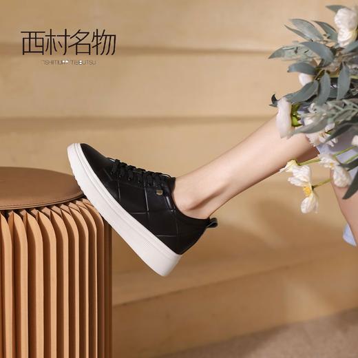 西村名物2021秋季款百搭小白鞋休闲运动鞋厚底增高板鞋T21CM34631 商品图1