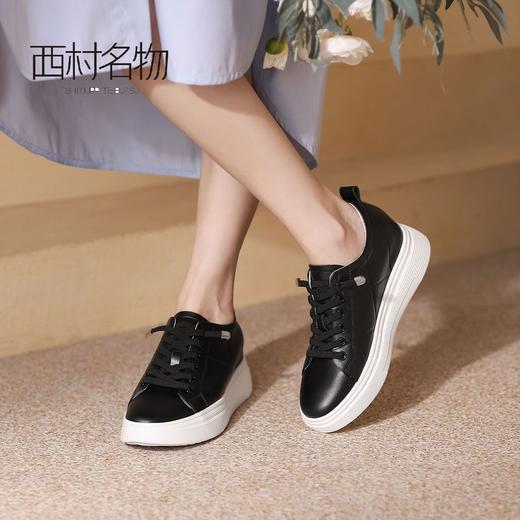 西村名物2021秋季款百搭小白鞋休闲运动鞋厚底增高板鞋T21CM34631 商品图2