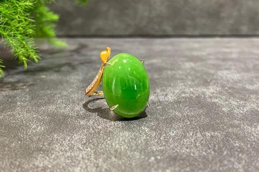 【御珠宫坊•君雅系列】金镶碧玉兰花戒指 商品图0