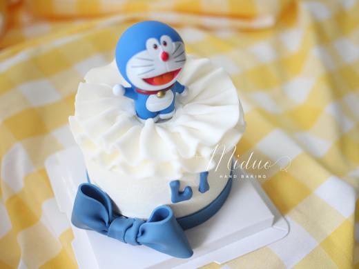 卡通主题款 蓝胖子 哆啦A梦  翻糖蝴蝶结 裙边蛋糕 商品图2