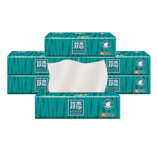 体验装/竹态象牙白压纹软抽抽纸4层70抽5包M码EC 商品图1