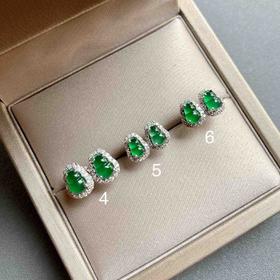 高冰种湖水绿翡翠葫芦耳钉18k白金钻石镶嵌
